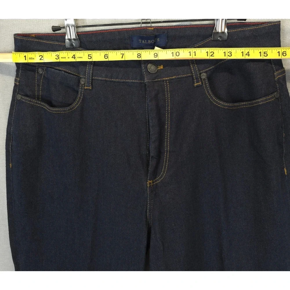 Talbots Dark Wash Blue Denim‎ Jeans Slimming Women 14L Comfort Stretch 5 Pocket